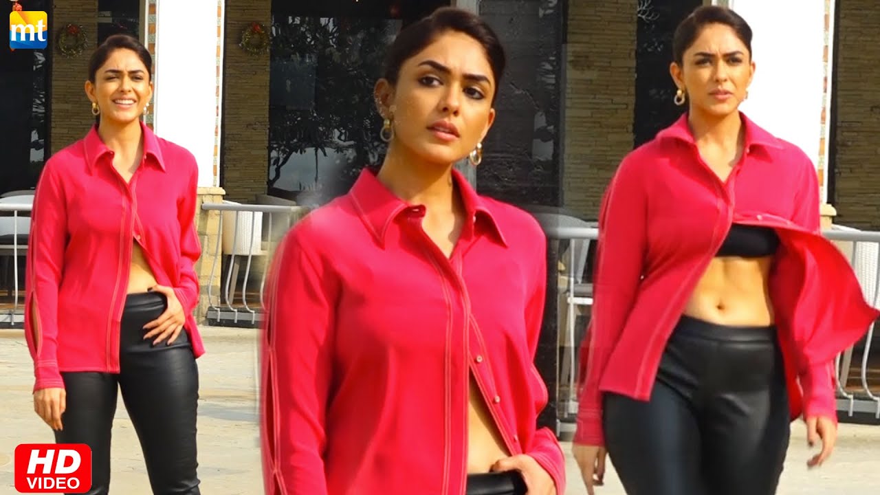 Red 🔥 Mrunal Thakur raising the temperature in Juhu during Jersey promotions