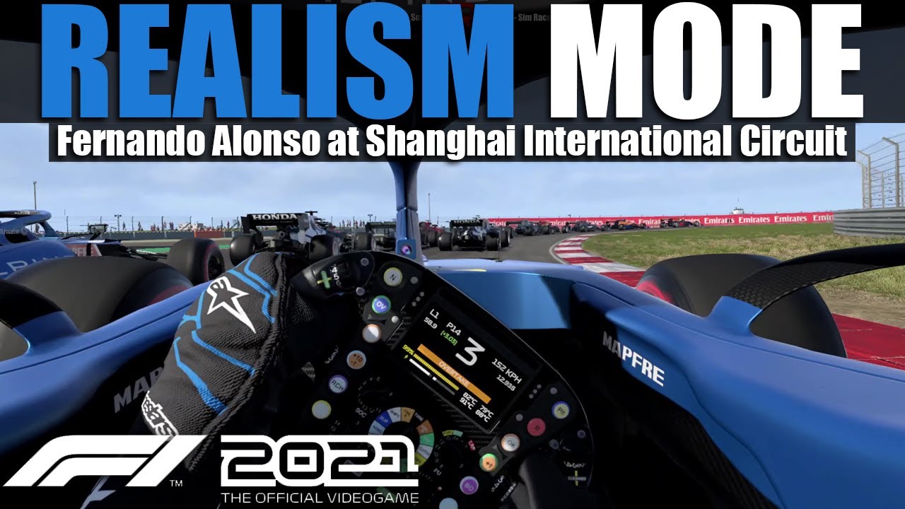 F1 2021 Realism Mode - Fernando Alonso - China [100% Race + Cockpit + TrackIR + No HUD + No Assists]