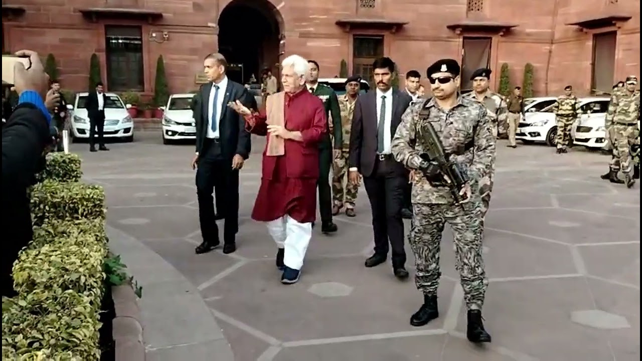 LG Manoj Sinha arrives at the Ministry of Home Affairs (MHA) in Delhi