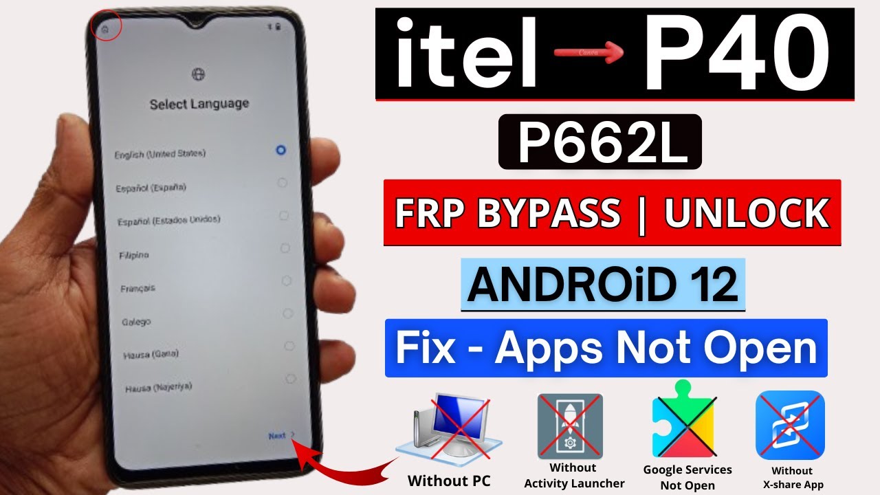 Itel P40 Frp Bypass Android 12 Without Pc - Android Setup Not Open | Itel P662L Frp Unlock 2025