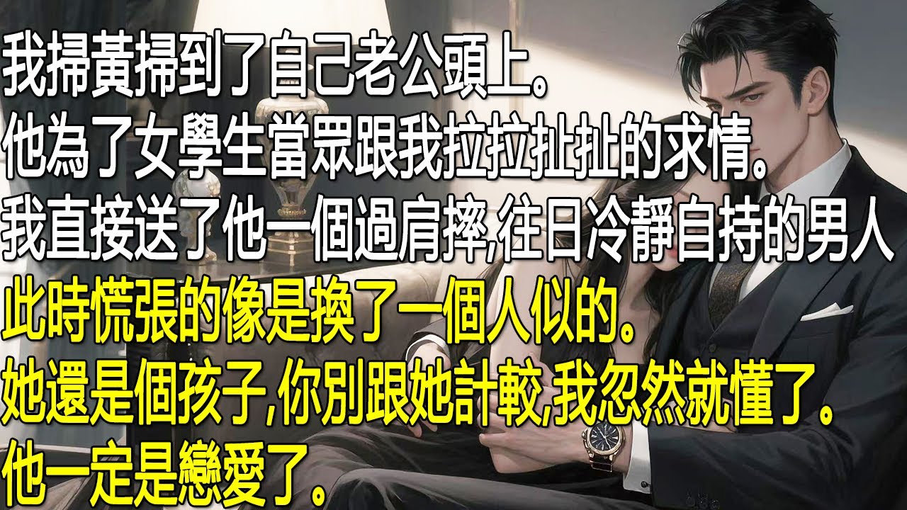 我掃黃掃到了自己老公頭上。他為了女學生當眾跟我拉拉扯扯的求情，我直接送了他一個過肩摔。往日冷靜自持的男人此時慌張的像是換了一個人似的。「她還是個孩子，你別跟她計較。」我忽然就懂了，他一定是戀愛了。