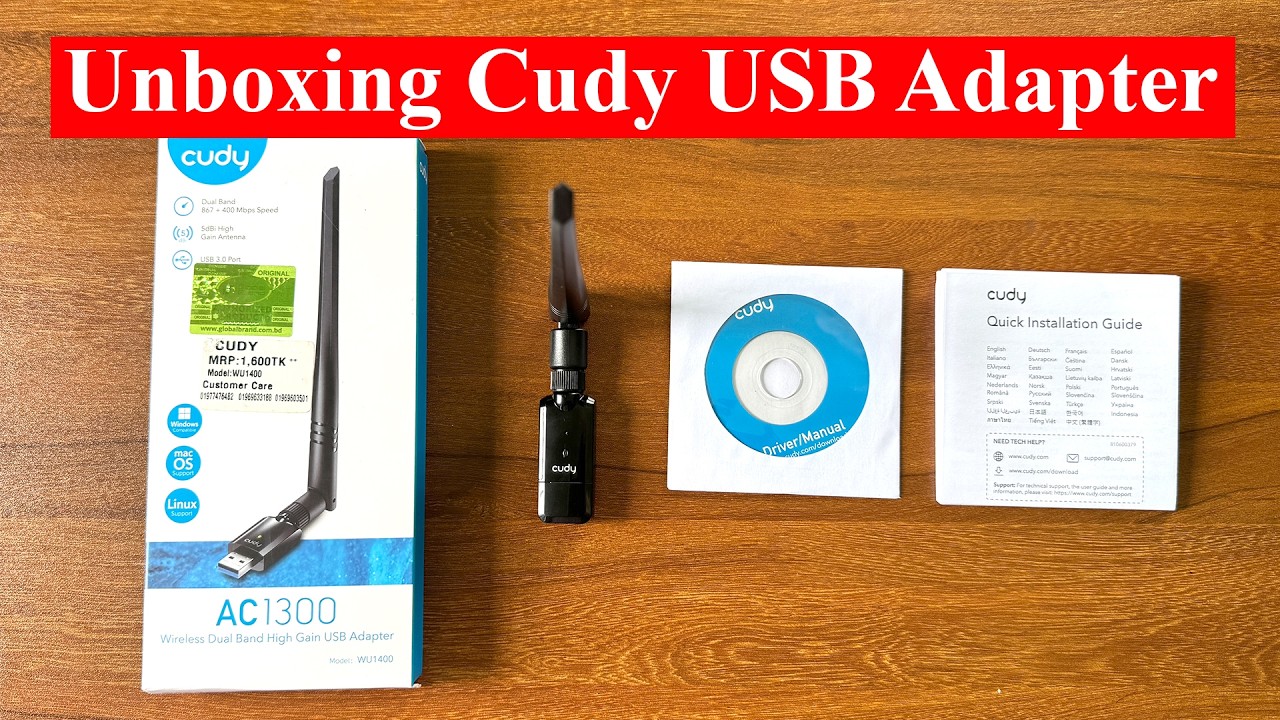 Unboxing adaptera USB Cudy AC1300 WU1400