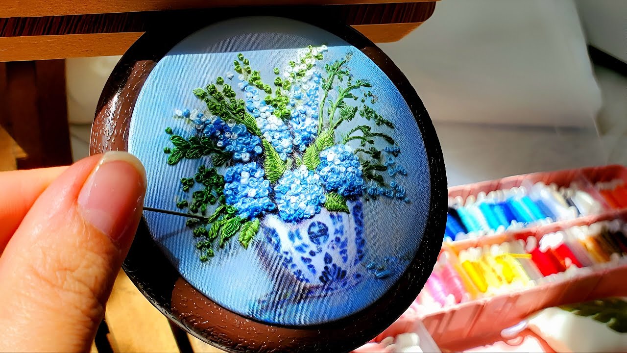 Amazing Flower Embroidery with only French knots!👌embroidery for beginners