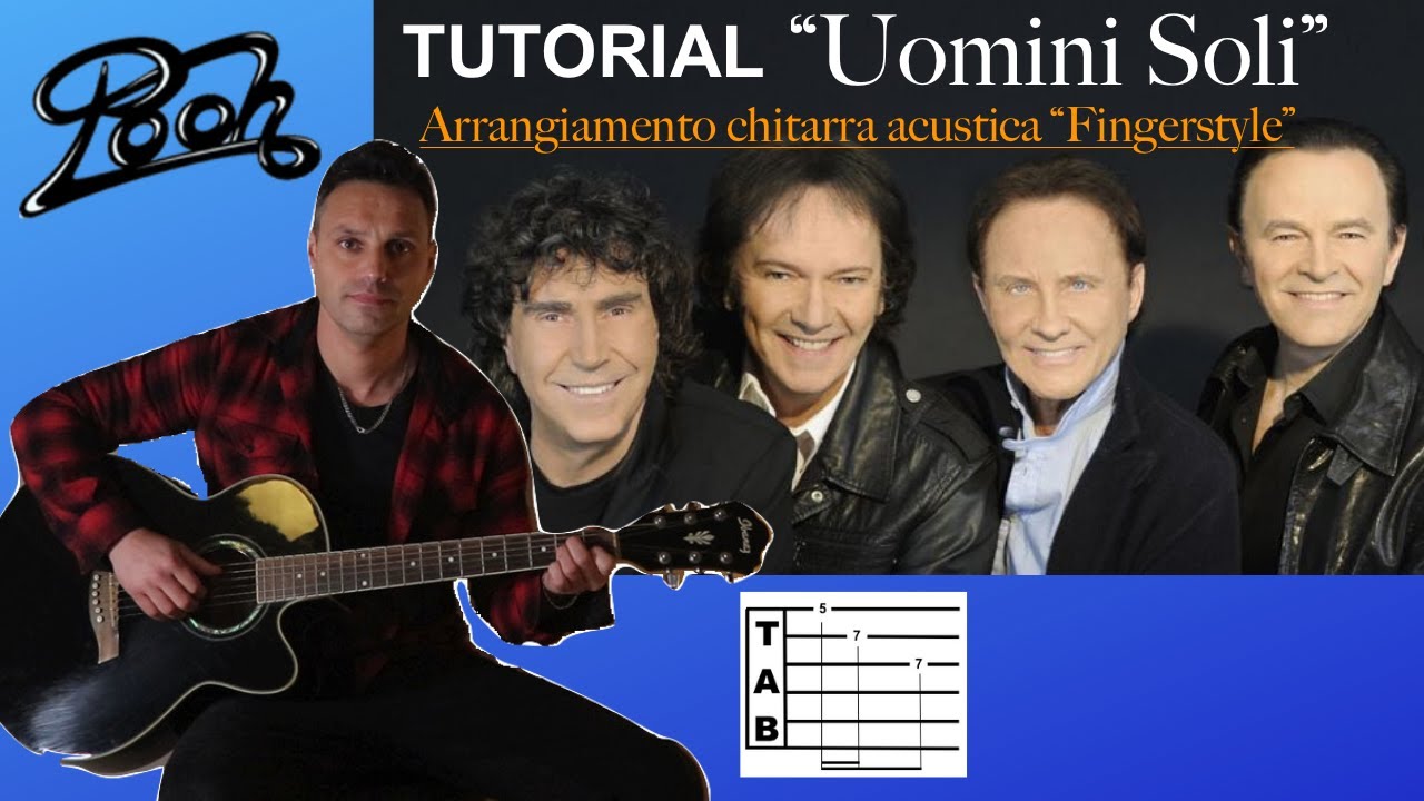 Uomini Soli - Pooh (arrangiamento Chitarra Fingerstyle) Tutorial + Tab