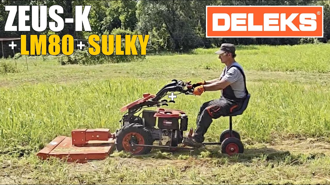 Motocoltivatore DELEKS ZEUS-K sfalcio dell'erba con piatto rasaerba e Sulky