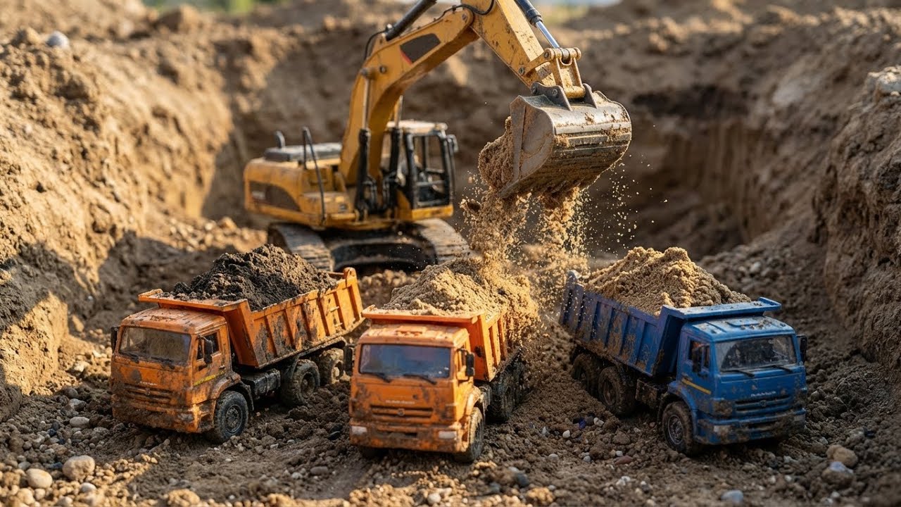RC Dump Truck Full Load | Big Excavator Extreme Construction Work