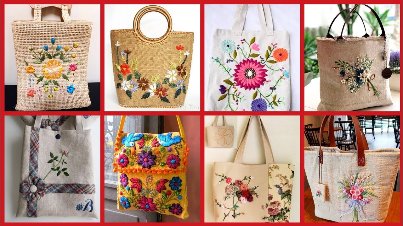 Hand Made Embroidered Fabric Bags Designs Ideas //Easy To Make At Home