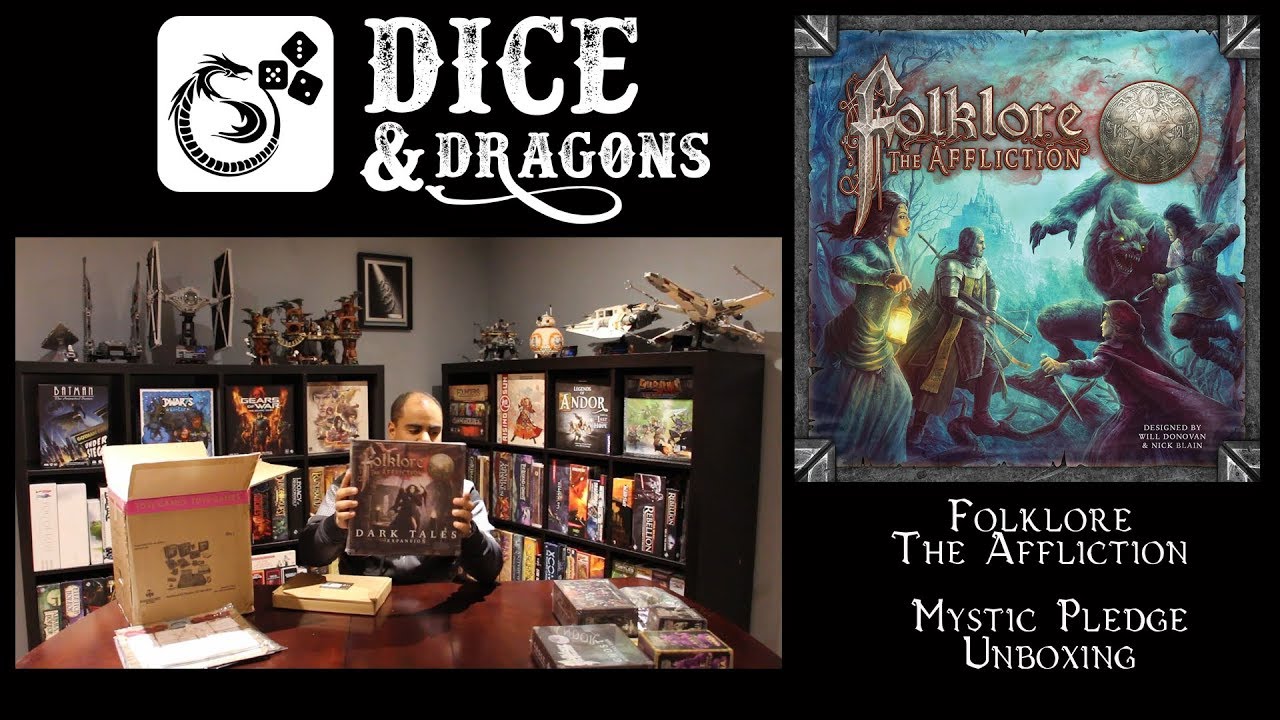 Dice and Dragons - Folklore The Affliction Kickstarter Mystic Pledge (Shipping Box) Unboxing