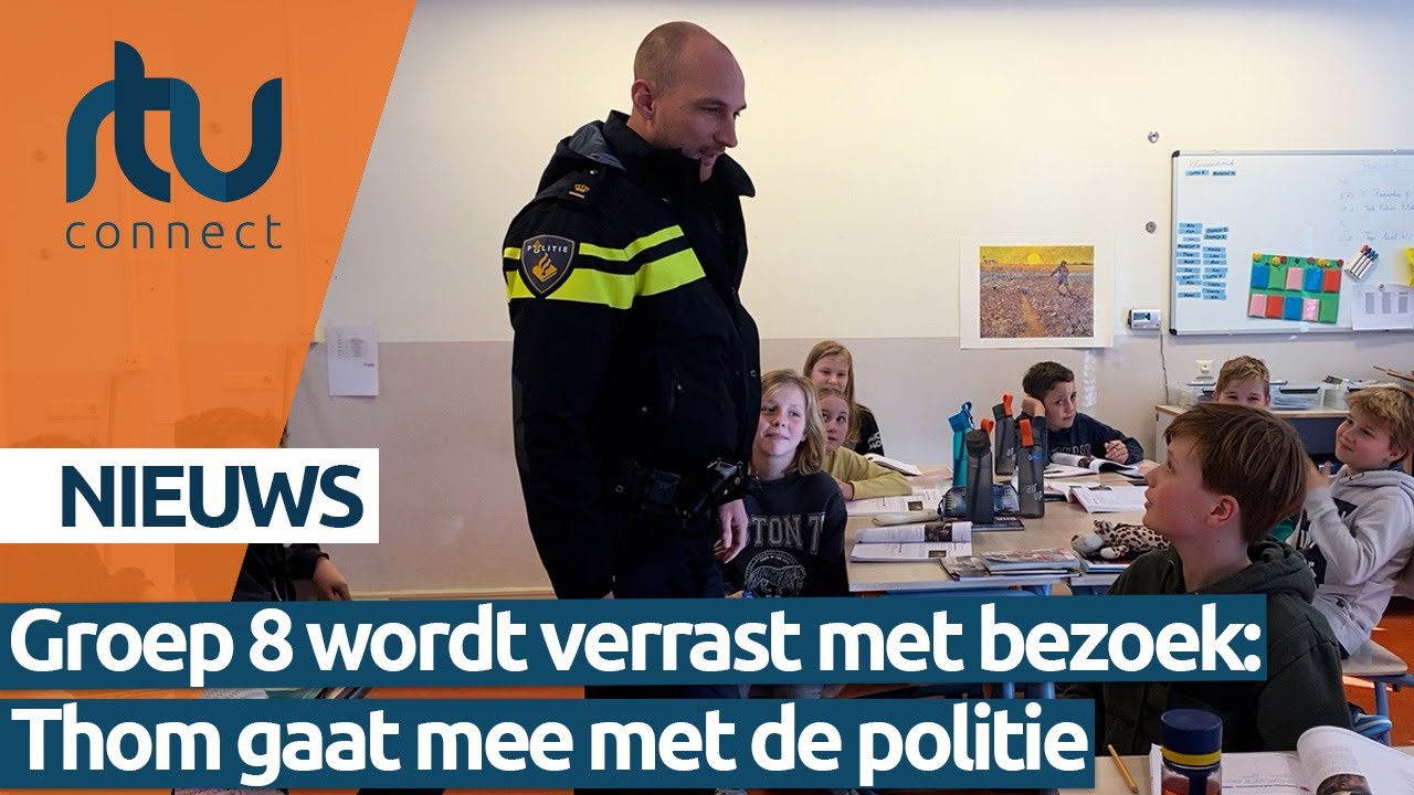 Groep 8 wordt verrast met een bezoek: Thom mag mee met de politie