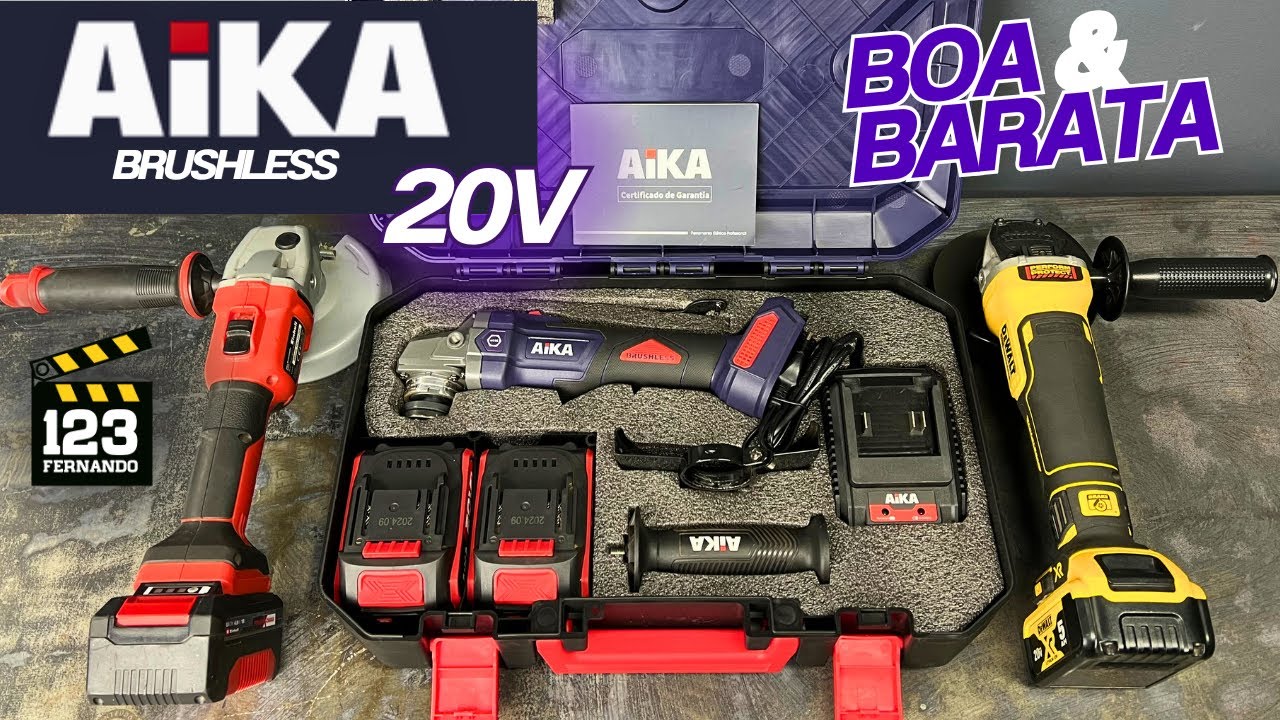 ESMERILHADEIRA AIKA AD20-AG115 BRUSHLESS, VERSUS ESMERILHADEIRAS EINHELL AXXIO E DEWALT DCG413P2-BR