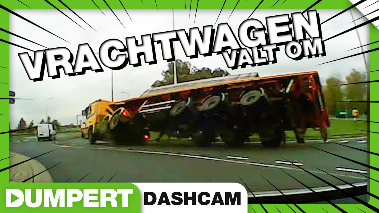Vrachtwagen valt om | Dumpert Dashcam 11