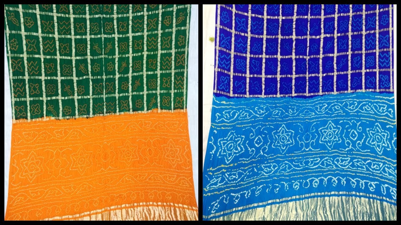 Bandhani sarees set-49 | Pure gaji silk gharchola saree with colour dot white yellow bandhej