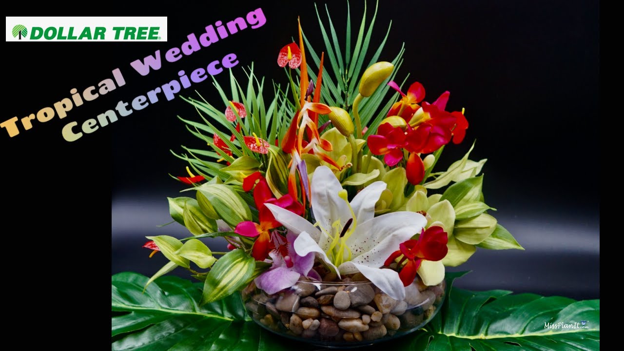 DIY Tropical Wedding Centerpiece with Dollar Tree Items | Budget Weddings | DIY Tutorials