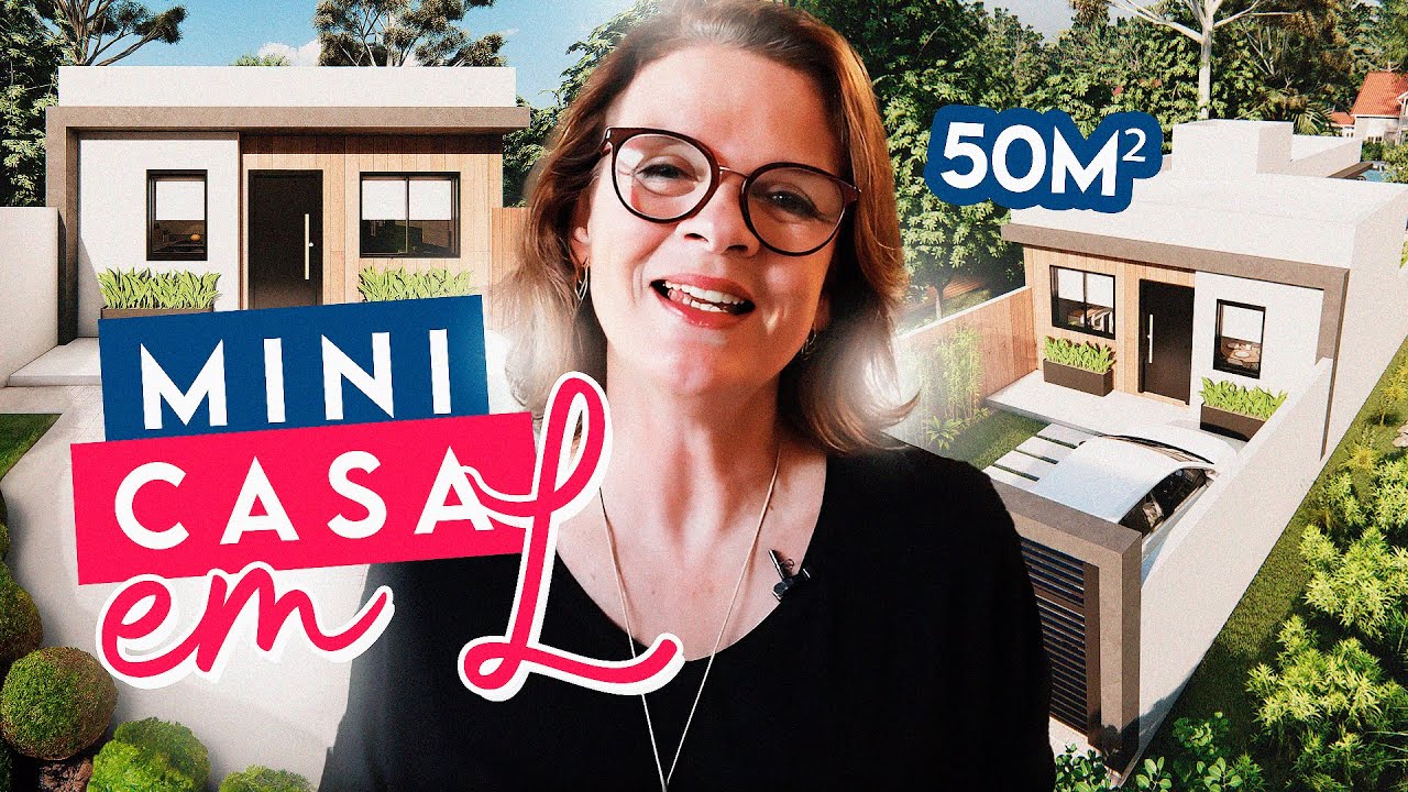 Mini casa em L compacta térrea com 2 quartos em um terreno compacto de 6m x 19m | 1 andar