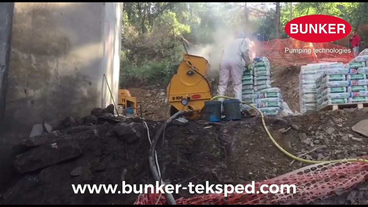BUNKER B100 - Ripristino strutturale viadotto con spruzzatura di Mapegrout Easy Flow