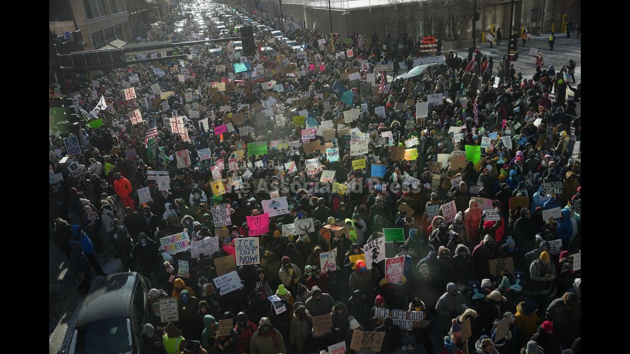 Protesters show up en masse to demand ICE leave Minnesota amidst federal crackdown