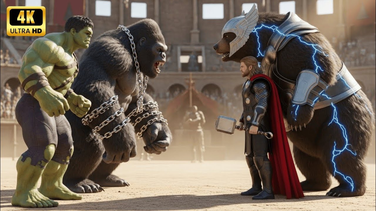 ⚔️ Ferocious HULK Black Gorilla 🆚 Massive THOR Black Bear | Ultimate Wild Animal Fights Showdown