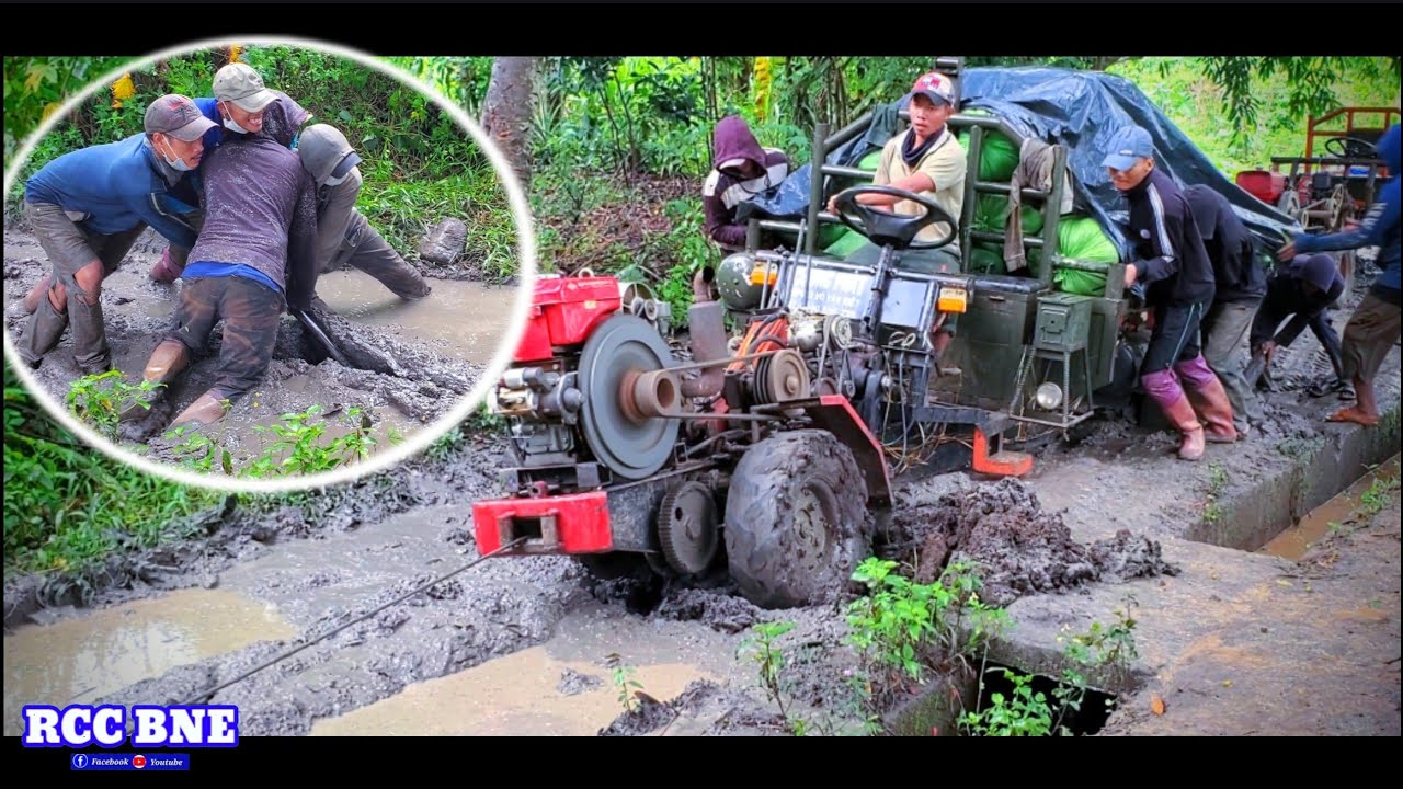 ( new driver ) Save a farm truck carrying a bag of rice stuck in the mud