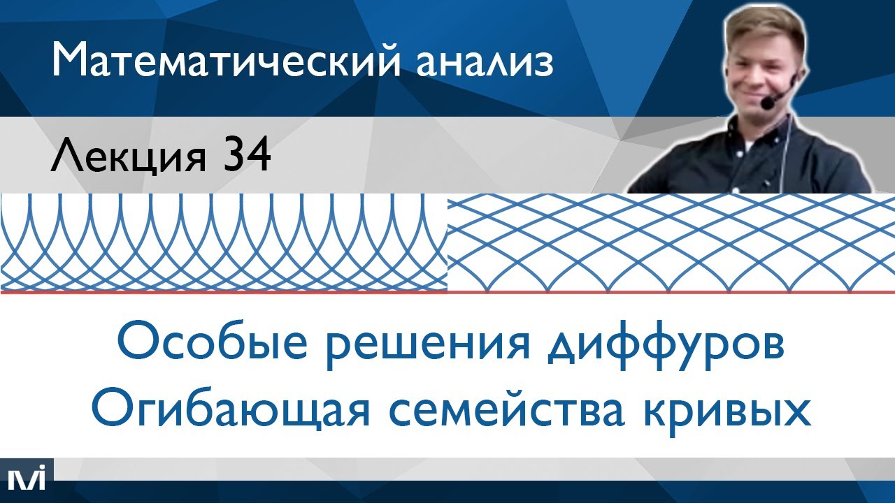 Особые решения дифференциальных уравнений, огибающая семейства кривых | Лекция 34 | Матанализ