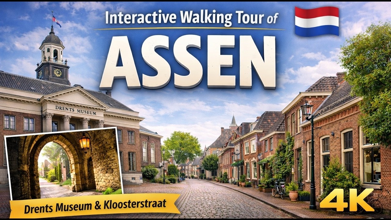 Interactive Walking Tour of Assen 🇳🇱 | Drents Museum & Kloosterstraat (4K 60 FPS)