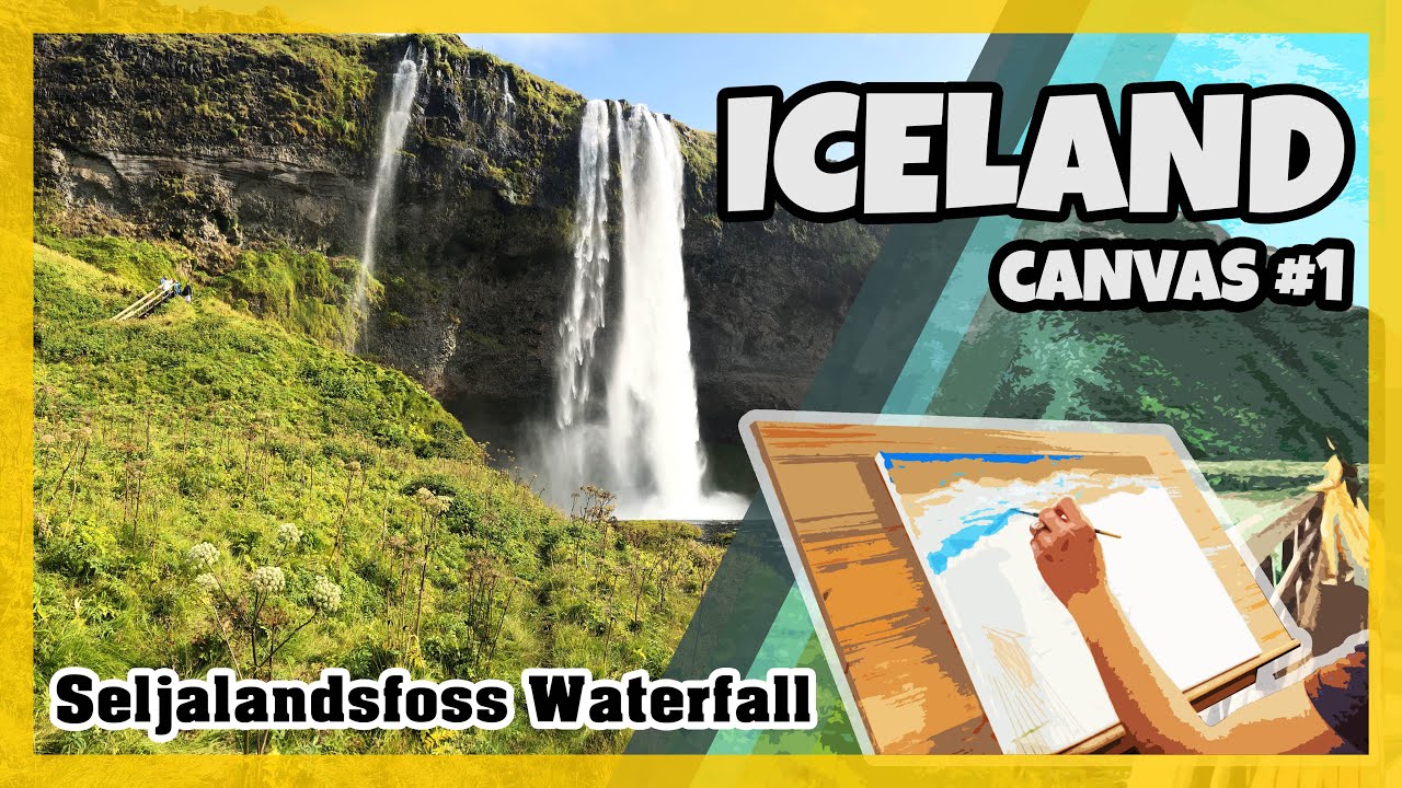 Painting of a Breathtaking Waterfall: Seljalandsfoss - ICELAND - Canvas #1