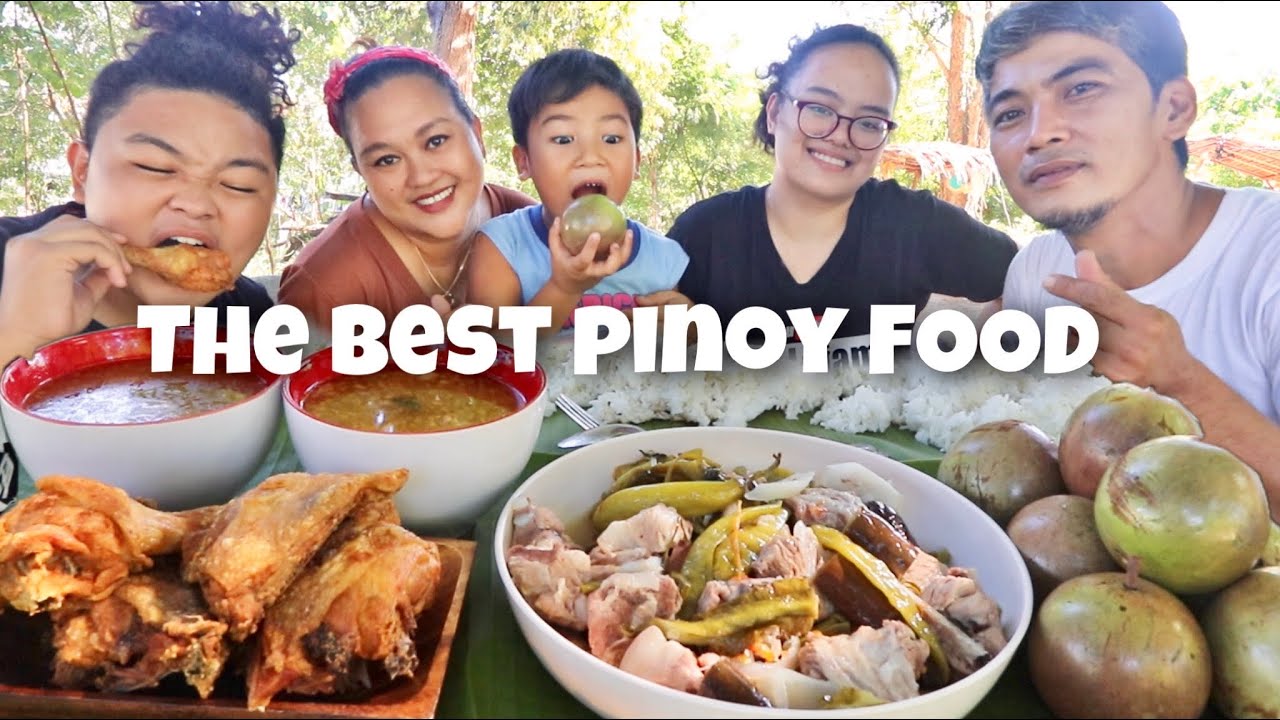 OUTDOOR MUKBANG | CRISPY FRIED CHICKEN + PORK SINIGANG + STAR APPLE! BY JUST LAFAM!