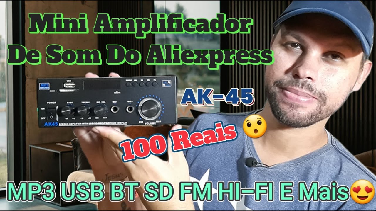 Mini Amplificador De Som Do AliExpress!! Modelo AK-45 (MP3 USB BT SD FM E Muito Mais) Por 100 Reais