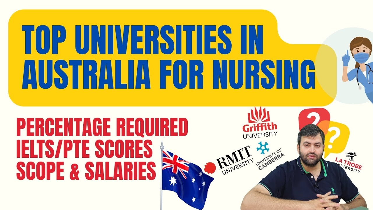 🇦🇺 Top Australian Universities Nursing Programs. Entry and IELTS, PTE Language Requirements Rankings