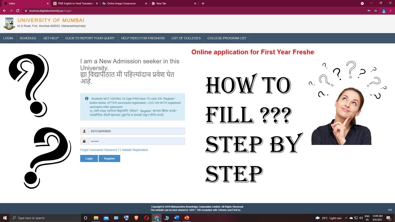Mumbai University application 2021 | How to fill pre-admission forms for UG courses? | BCOM,BSC,etc