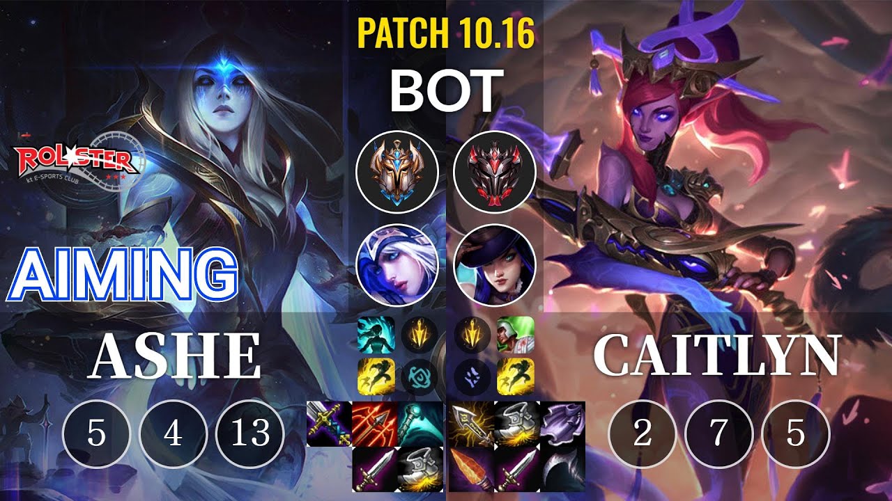 KT Aiming Ashe vs Caitlyn Bot - KR Patch 10.16