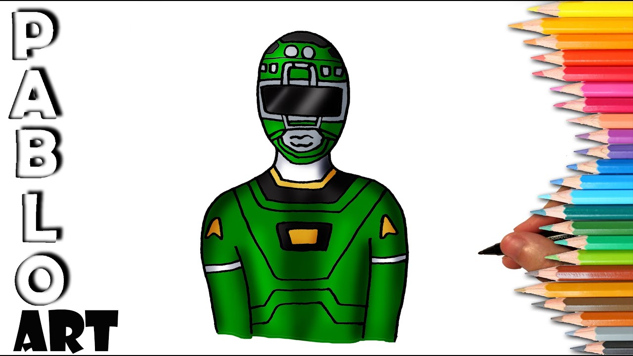 How to draw Green Turbo Ranger from Power Rangers Turbo | step by step