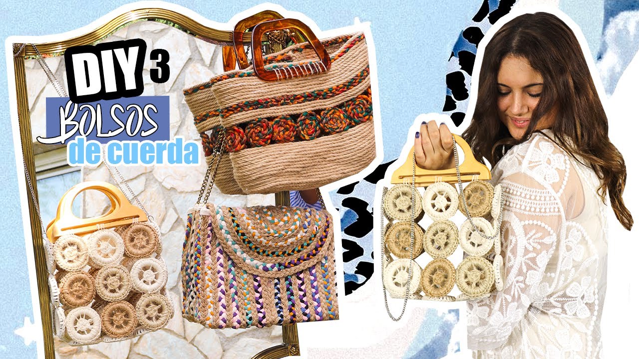 DIY 3 BOLSOS - Convierte un trozo de cuerda en tres bolsos de verano / FÁCIL y BARATO
