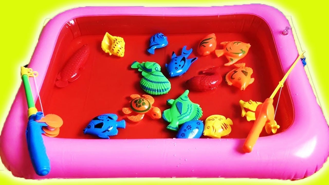 Đồ chơi câu cá bể phao khổng lồ nhiều cá, tôm, cua... fishing game toys (chị Chim Xinh)