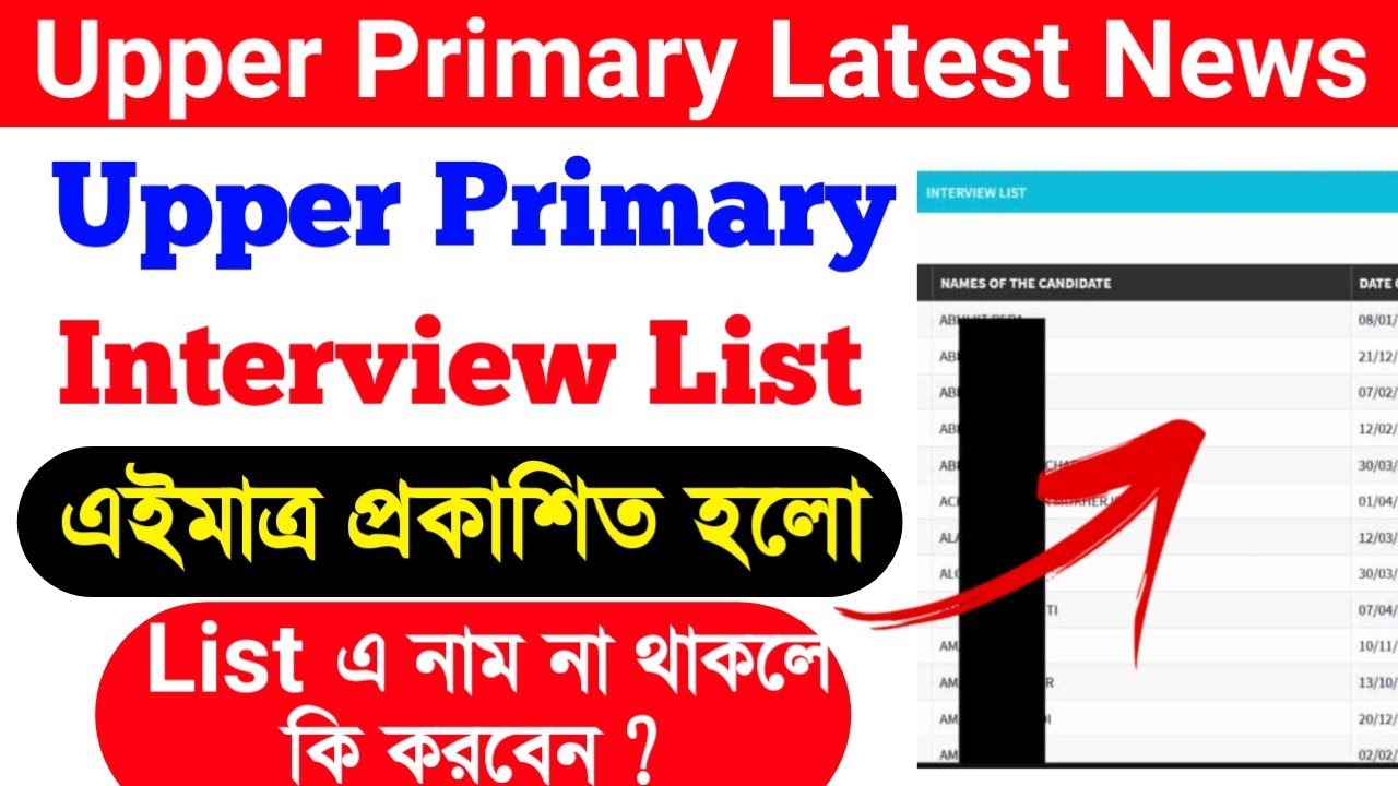 Upper Primary Interview List Published Upper Primary Latest News Today | Upper Primary Cut Off Marks