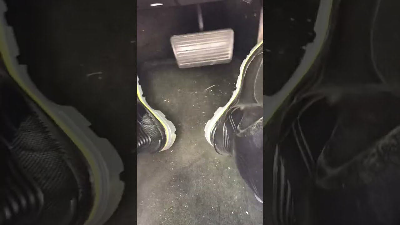Muck boots on the pedal driving