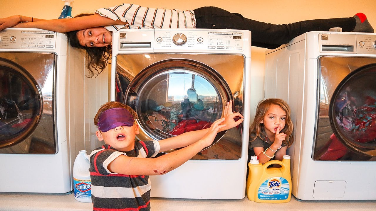 BLINDFOLD HIDE & SEEK IN MANSION LAUNDRY ROOM