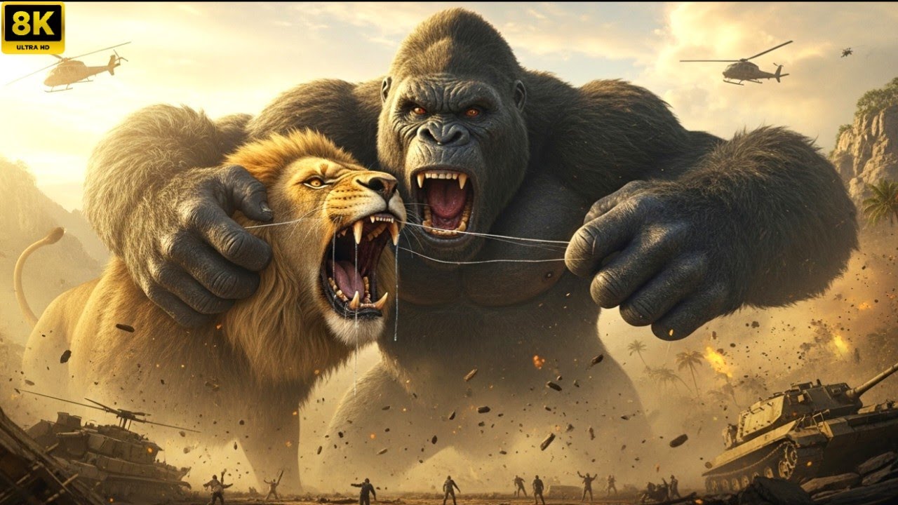 KING KONG & SIMBA LION vs POACHERS | Giant Monster Battle | Full Action Movie