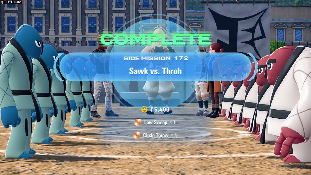 Sawk vs. Throh - Side Mission 172 | TM113 Low Sweep | TM129 Circle Throw | Pokemon Legends Z-A