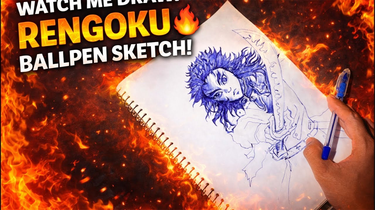 Demon Slayer Rengoku 🔥 Ballpen Art Live ! Part- 2