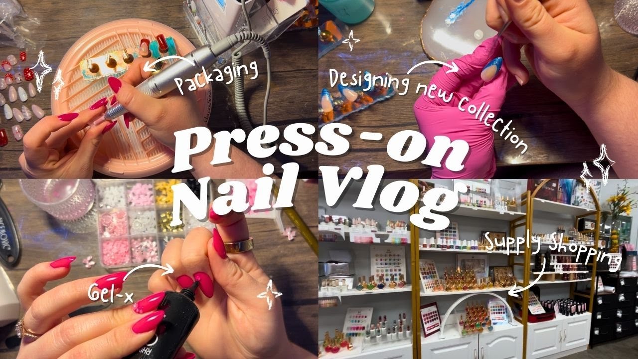 Press-on nail vlog | designing new collection | nail supply shopping | packing nails