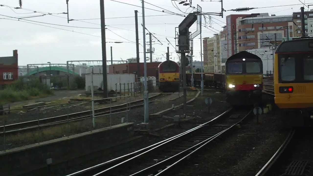 DRS 66428 and 66424 Ballast Train passing Newcastle