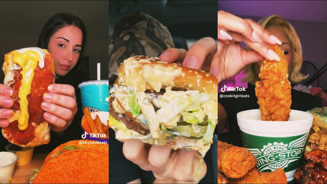 Tiktok Mukbang Compilation | Tacobell, Wingstop, Chilli's