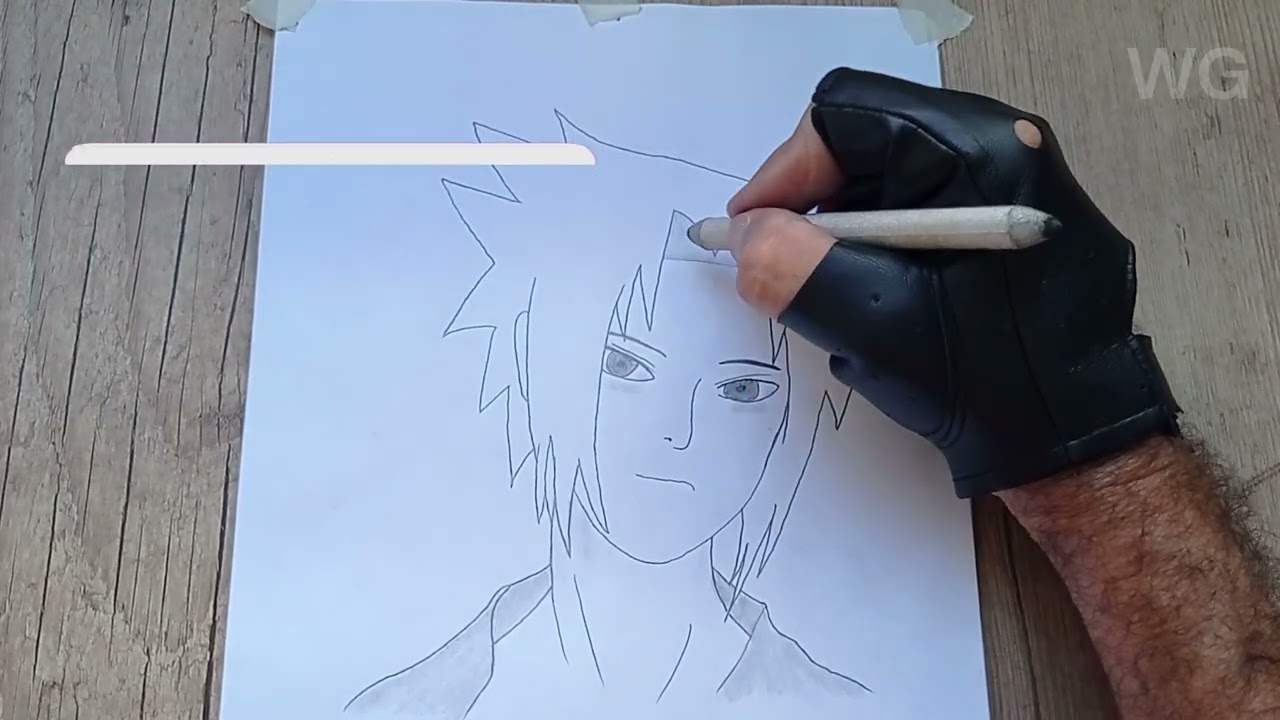 Como desenhar Sasuke Uchiha, passo a passo... tutorial fácil...