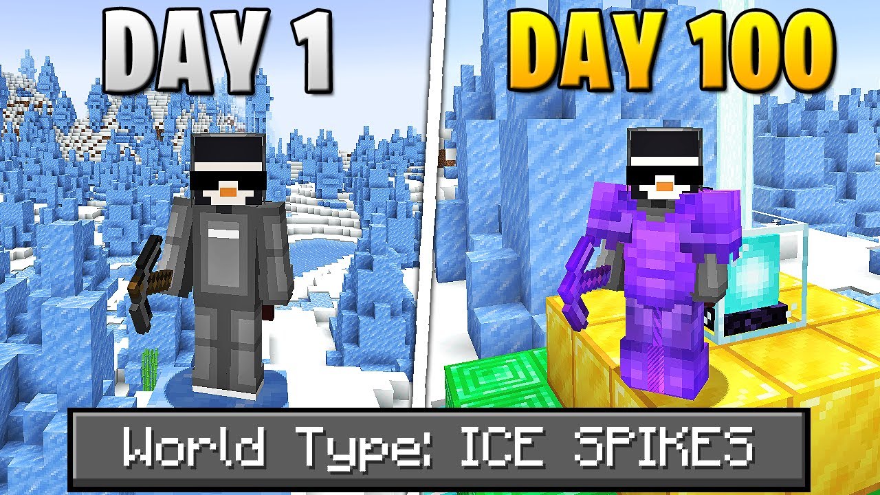 Я выжил 100 дней хардкорного Minecraft в мире, полном ледяных шипов