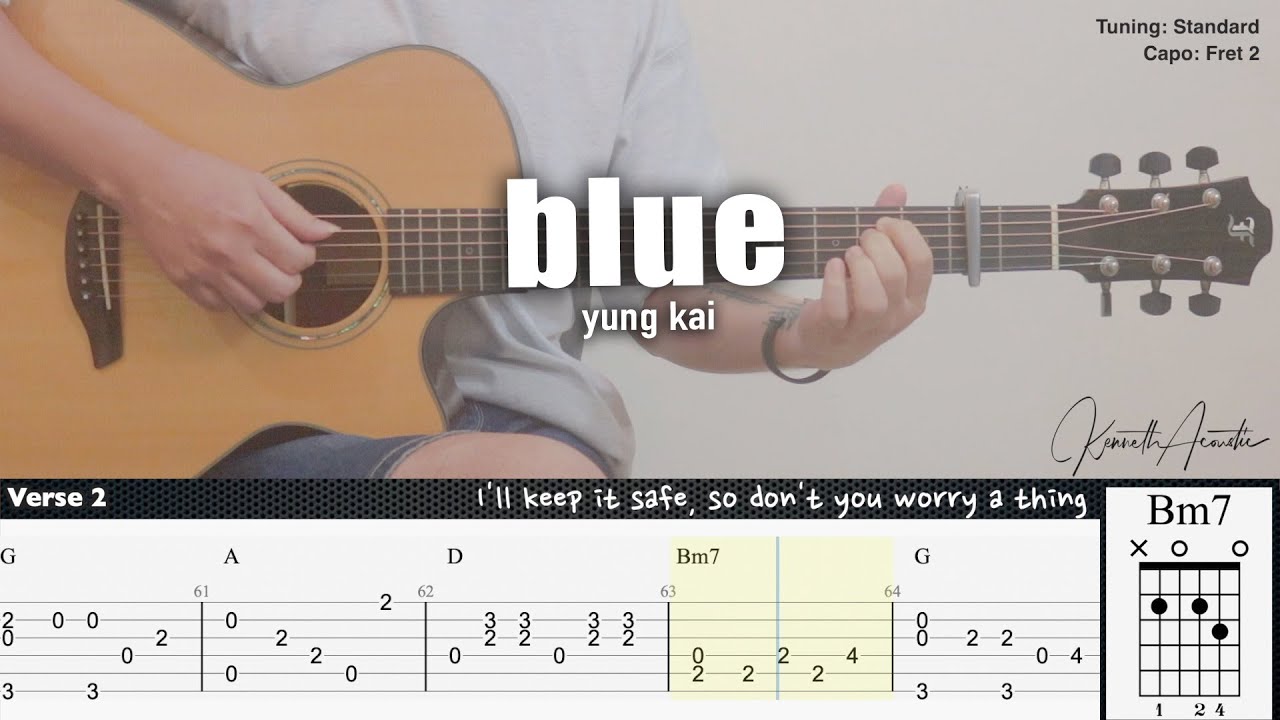 blue - yung kai | Fingerstyle Guitar | TAB + Chords