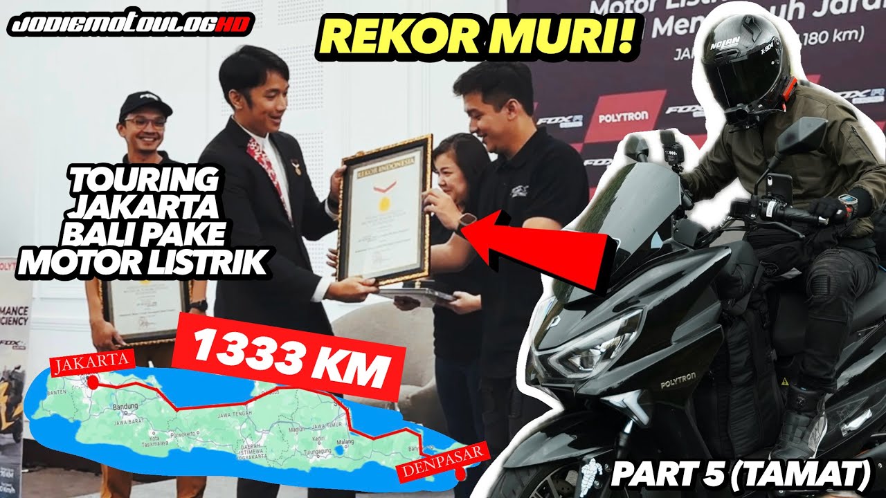 Touring Pake Motor Listrik Dapet REKOR MURI 🔥 Jakarta Bali 1333 KM 🔥 (EPS 5 TAMAT)