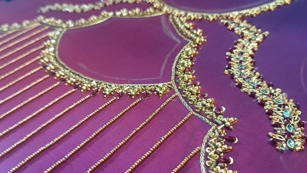 #how to 🤔🤔make bridal level blouse for 🪡🧵beginners? full explanation #maroon color aariblouse#aari 