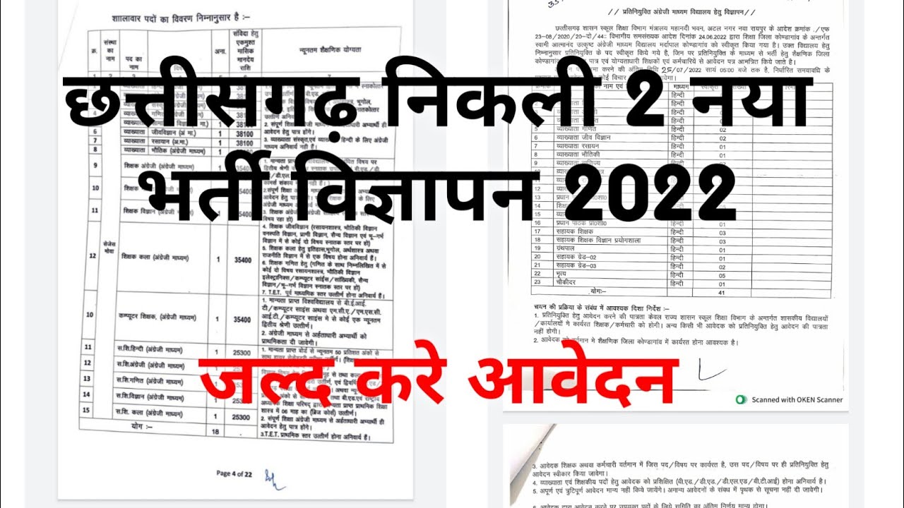 CG 272 Post Recruitment 2022 | CG Teacher Vacancy 2022 | CG Job updates