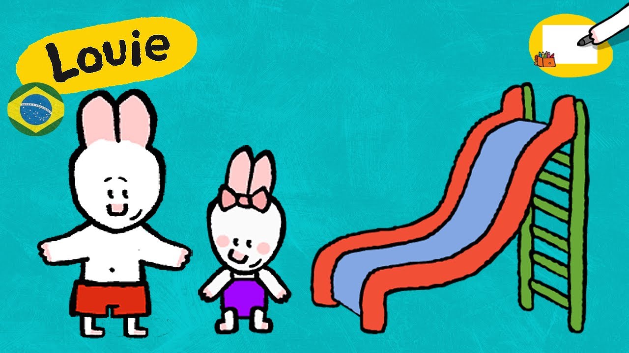 Louie, desenhe me 🎨✐ Louie, desenhe um Escorregador ✐ | Desenhos animados para crianças