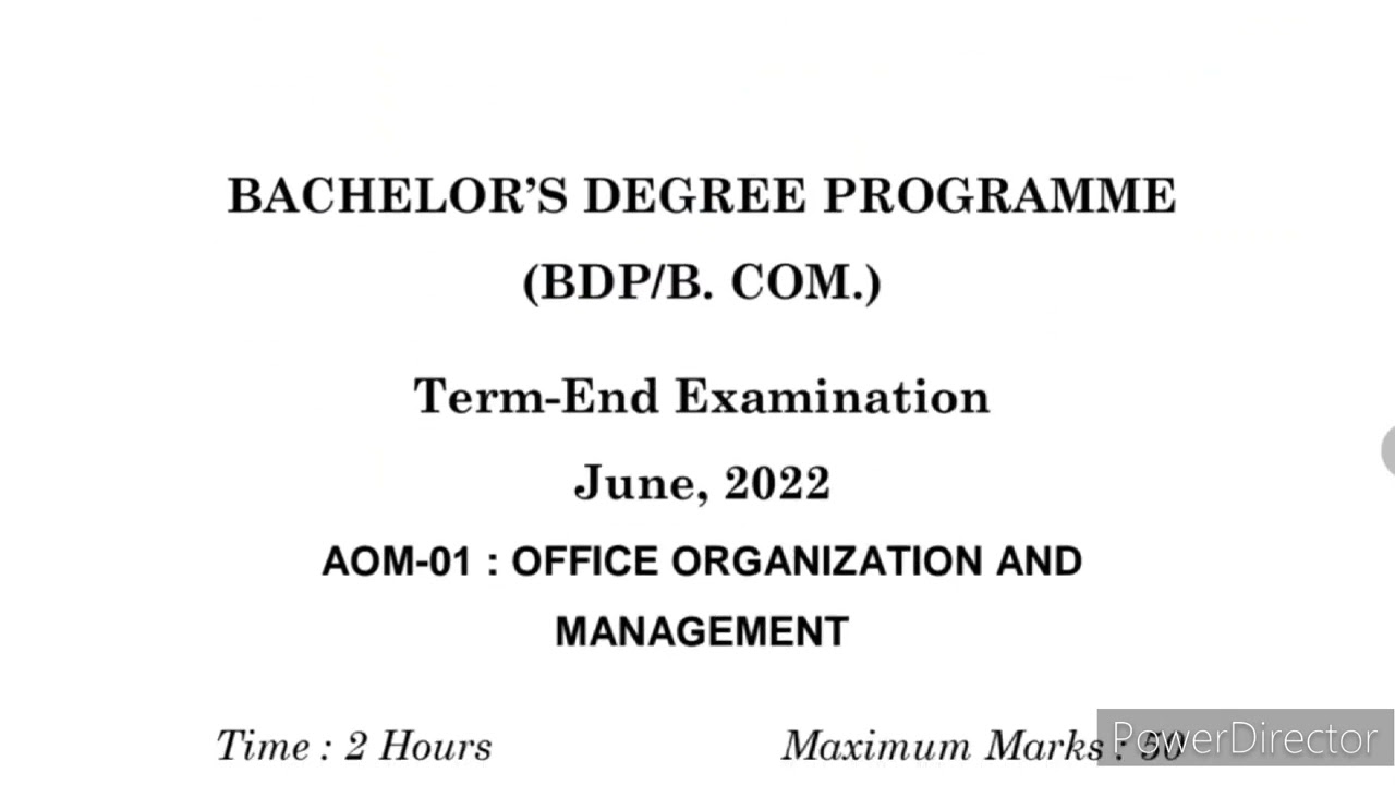 AOM 1 Important Questions | AOM 1 Previous year Question Paper | AOM 1 Sample Paper | AOM 1 Exam